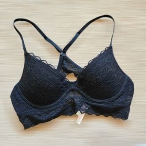 Pink Victorias Secret Black Lace Racerback Bra Size Small